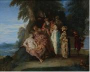 Claude Gillot A scene inspired by the Commedia Dell'arte oil painting artist